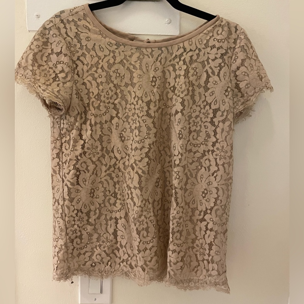 Joie lace gold shirt with ribbon in back